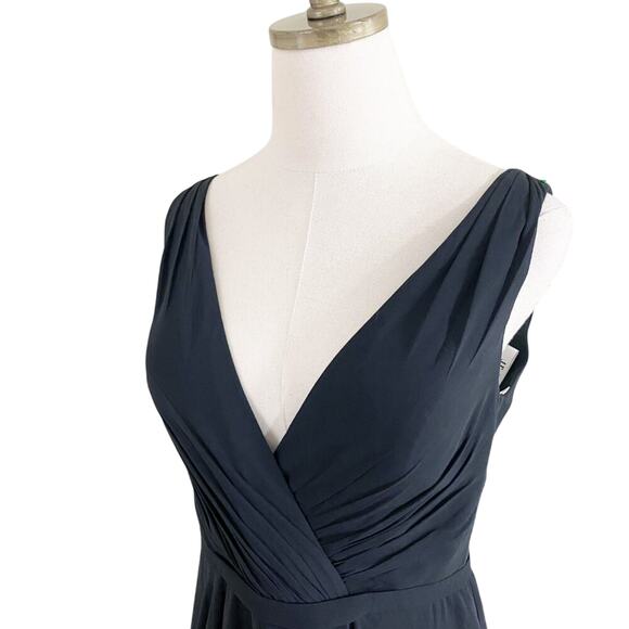 NWT JJ’s House Black Sleeveless Chiffon Bridesmaid Dress Size 8 V-Neck Ruching - Picture 3 of 8